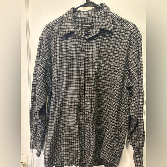 Eddie Bauer men’s L black and gray flannel - Picture 1 of 1